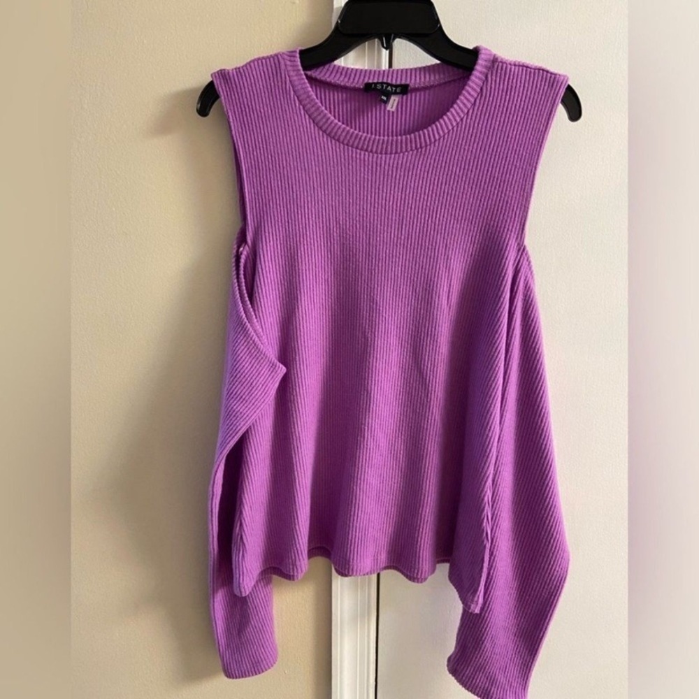 1. State Lavender Ribbed cold shoulder knit top XXL NWT